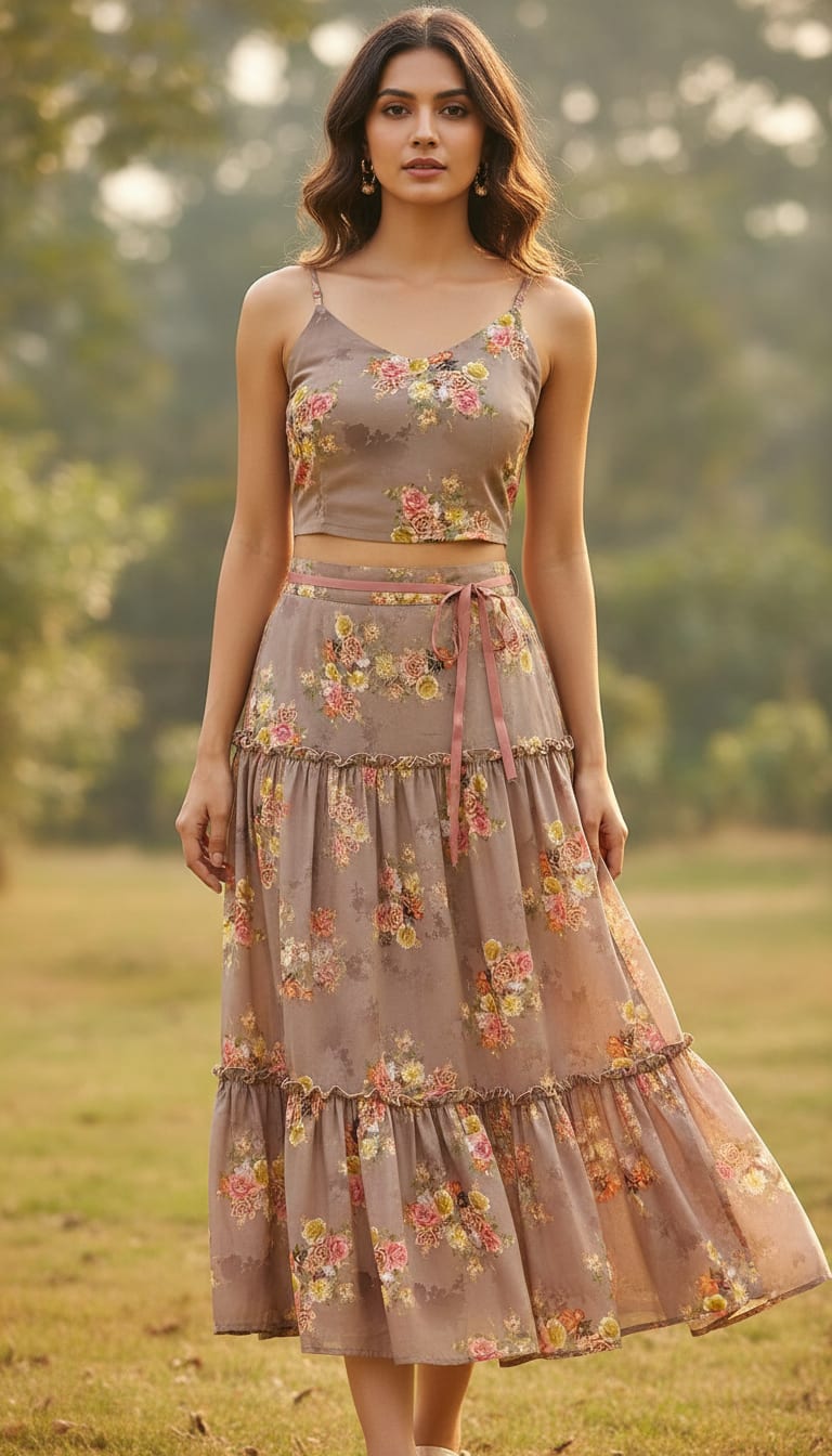 Lovely Yellow Roses With Jasmin Digital Printed Fabric - Silk Crepe
