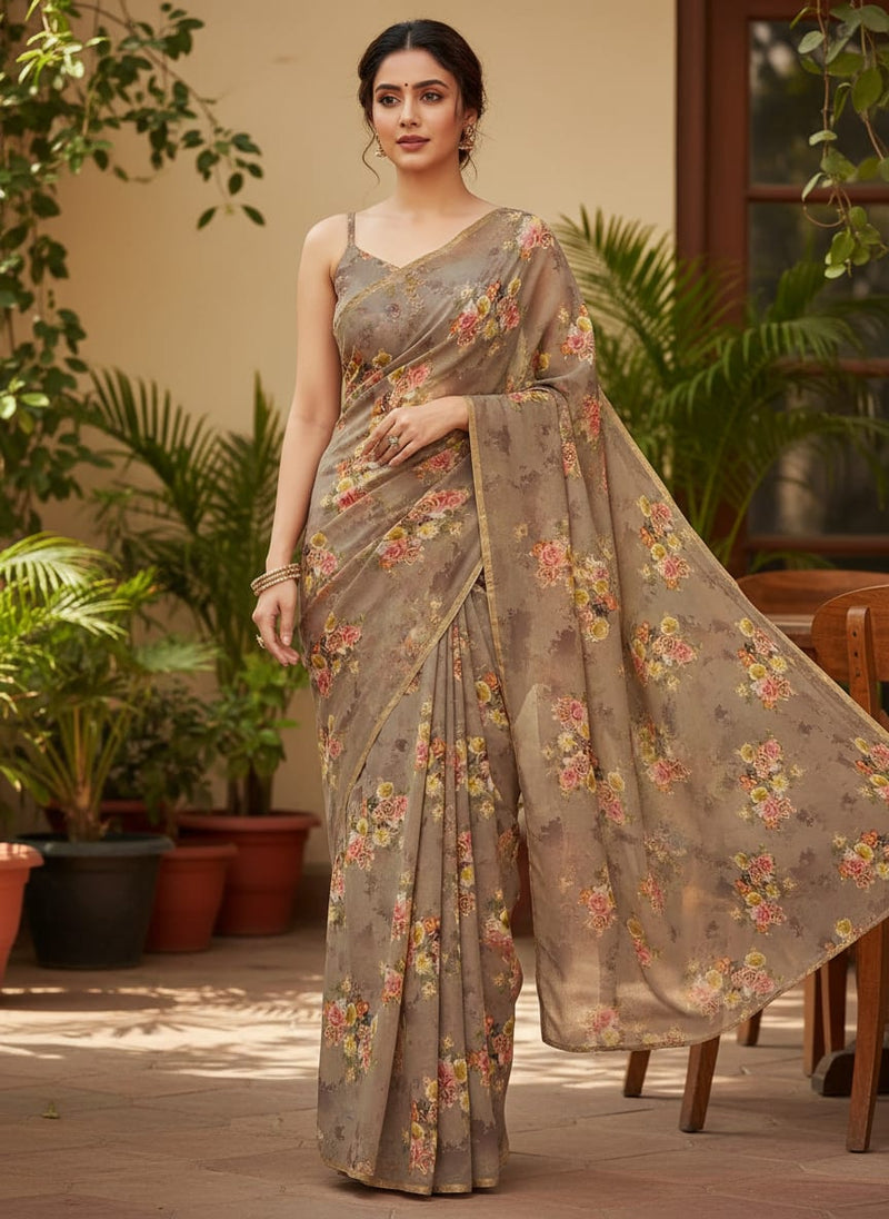 Lovely Yellow Roses With Jasmin Digital Printed Fabric - Silk Crepe