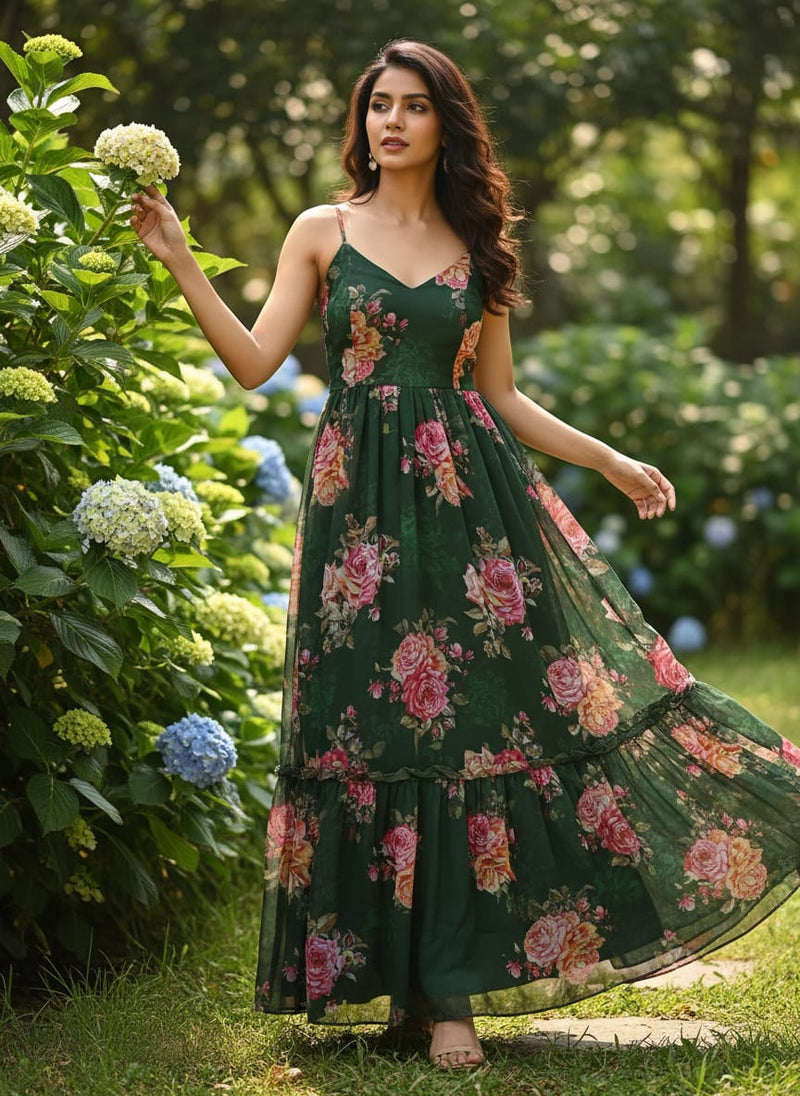Beautiful Roses With Leaves Digital Printed Fabric - Weightless