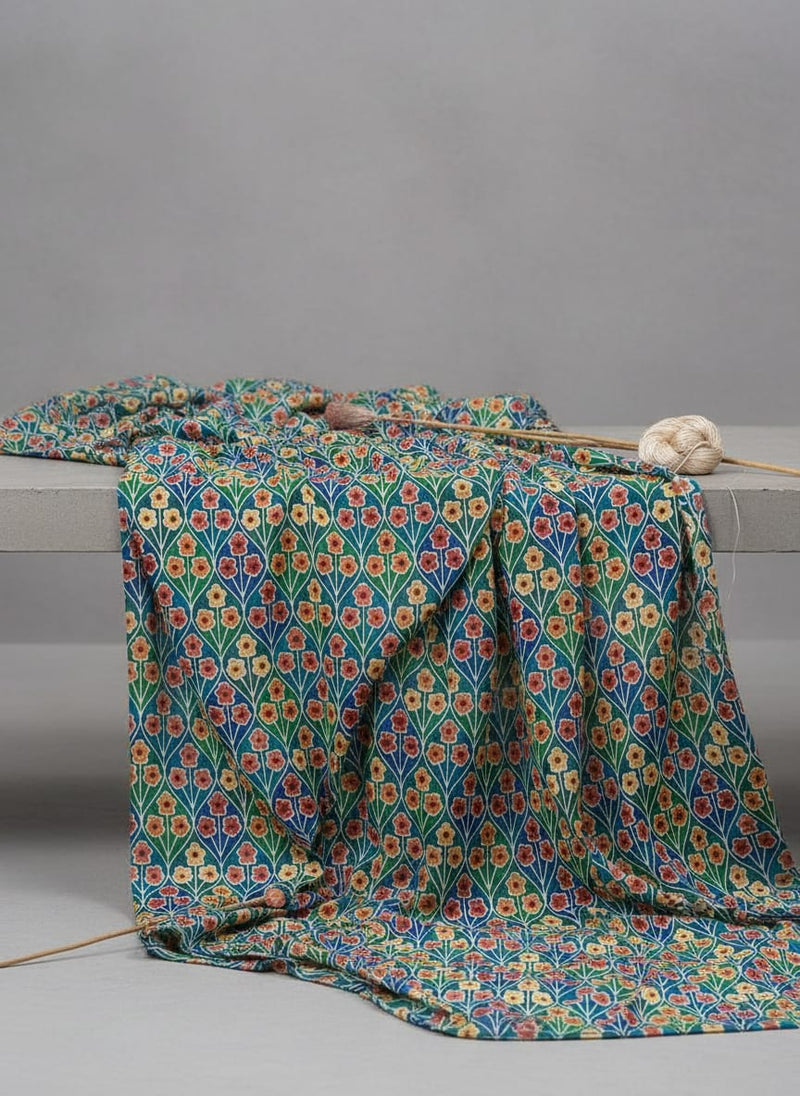 Tiny Decorative Allamanda Multicolour Digital Printed Fabric - Pure Georgette