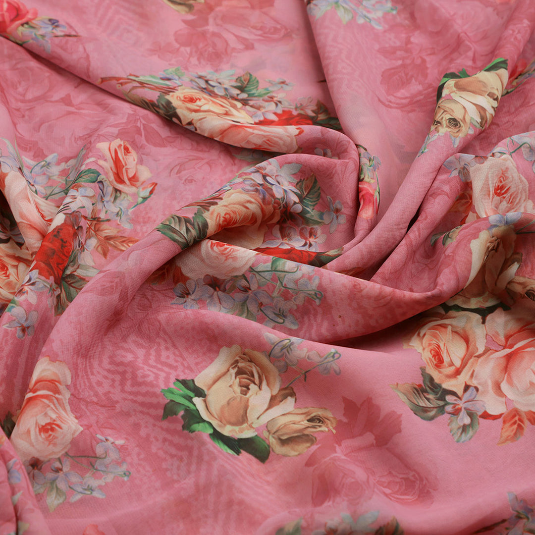 Gorgeous floral print digital printed fabric in weightless fabric from FAB VOGUE Studio