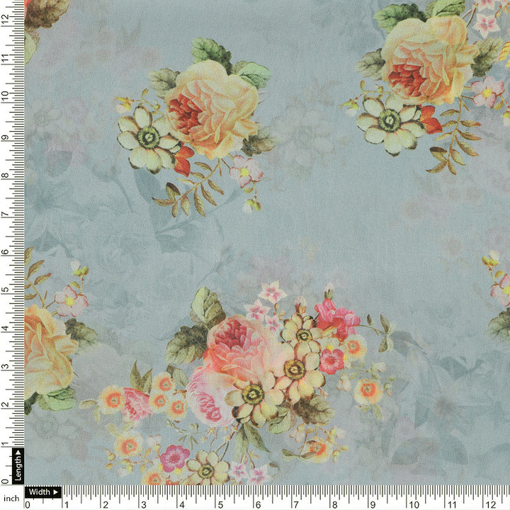 Classy floral print digital printed fabric by FAB VOGUE Studio