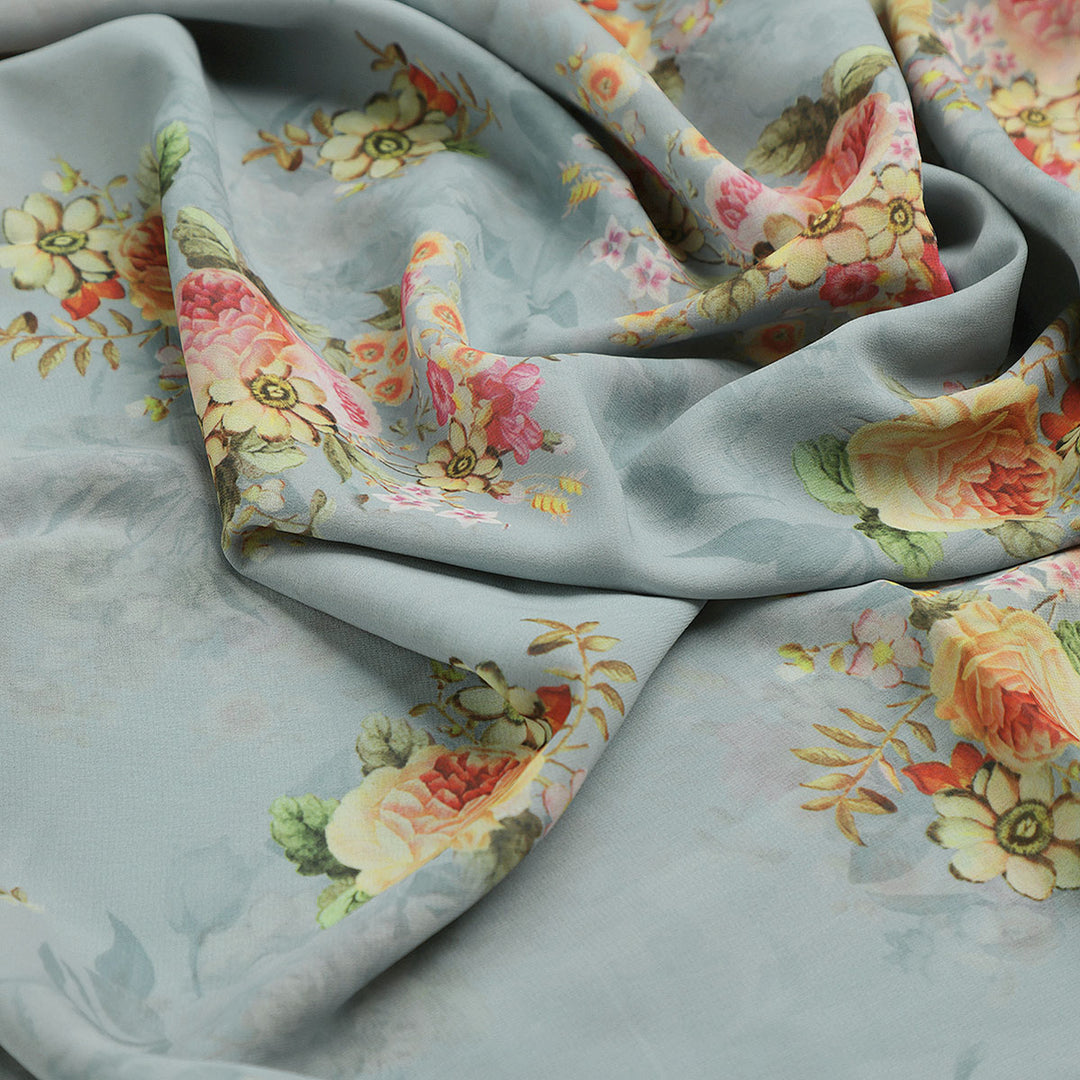 Classy floral print digital printed fabric by FAB VOGUE Studio