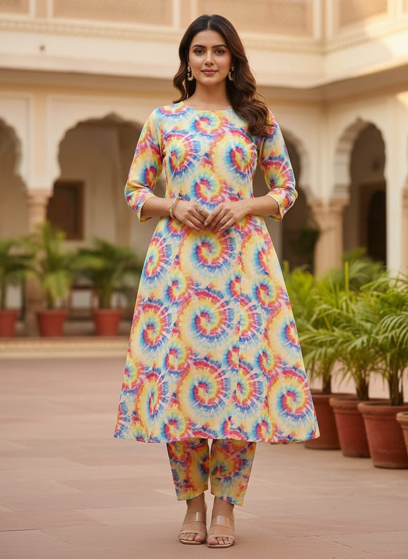 Rainbow Rounded Gradient Digital Printed Fabric - Kora Silk