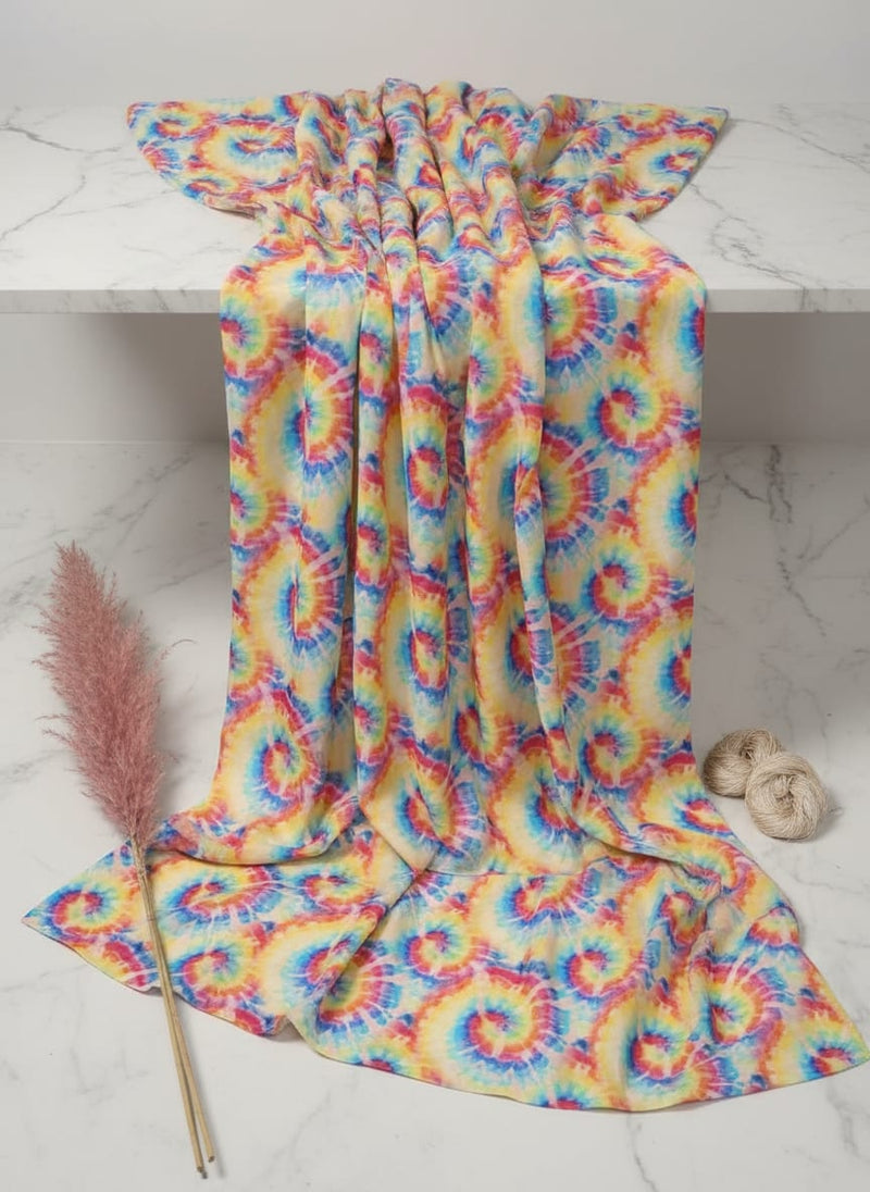 Rainbow Rounded Gradient Digital Printed Fabric - Kora Silk