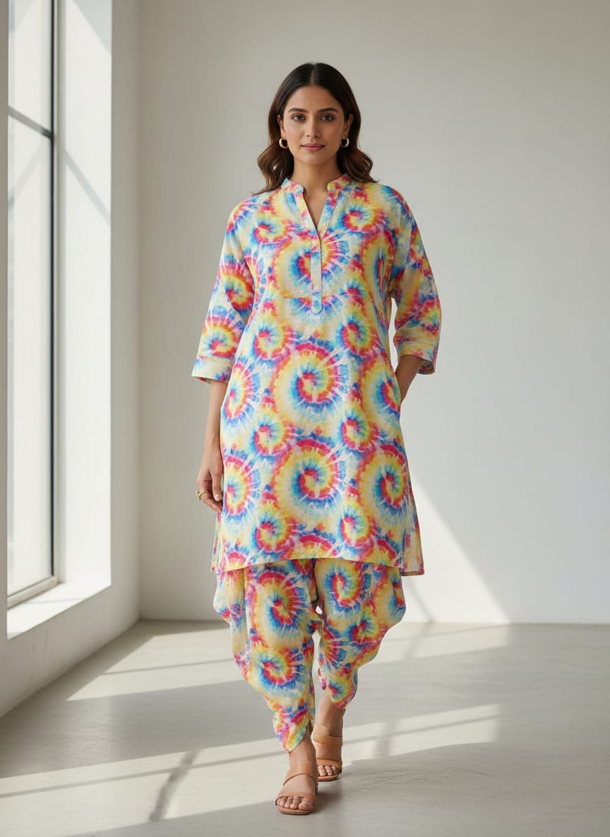 Rainbow Rounded Gradient Digital Printed Fabric - Cotton