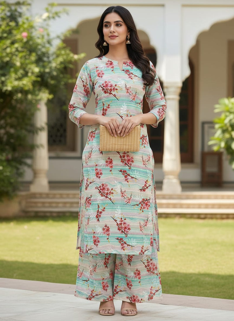 Red Spring With Decorative Background Digital Printed Fabric - Cotton