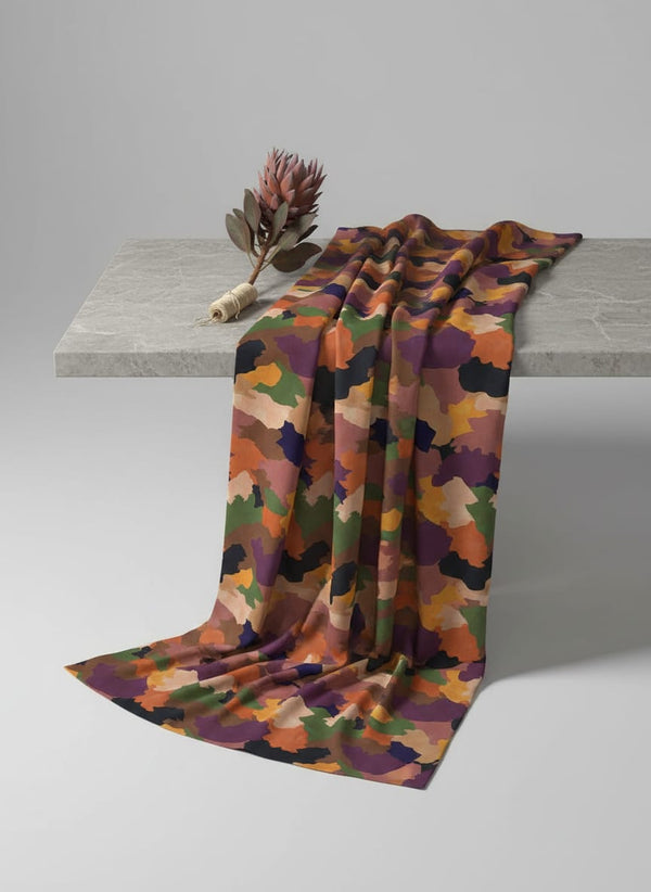 Abstract Colourful Paint Art Digital Printed Fabric - Pure Chinon - Fabric Editorial Studio Flatlay Lookbook - PC-0-TA08326P2-106