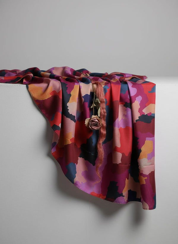 Morden Paint Of Art Multicolour Digital Printed Fabric - Kora Silk - Fabric Editorial Studio Flatlay Lookbook - KS-0-TA08326P5-110