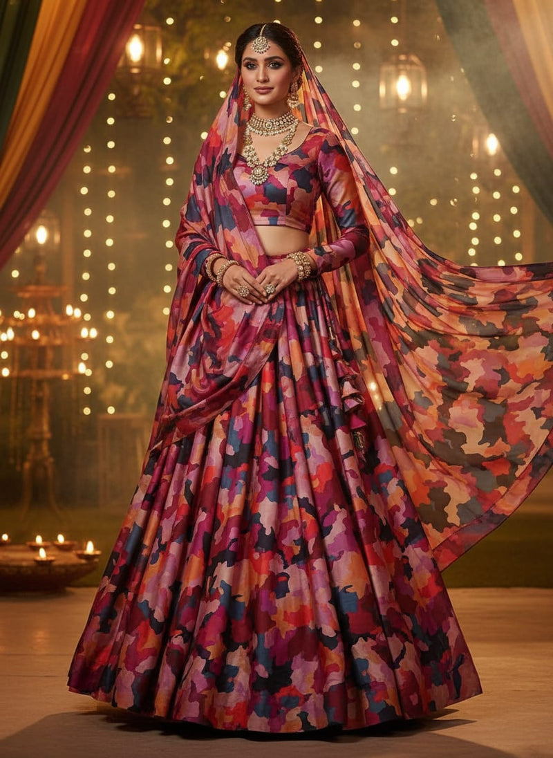 Morden Paint Of Art Multicolour Digital Printed Fabric - Kora Silk