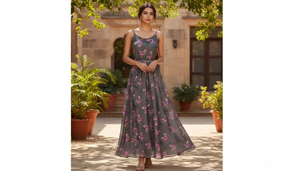 Lovely Peony With Wax Flower Digital Printed Fabric - Kora Silk - alternate view