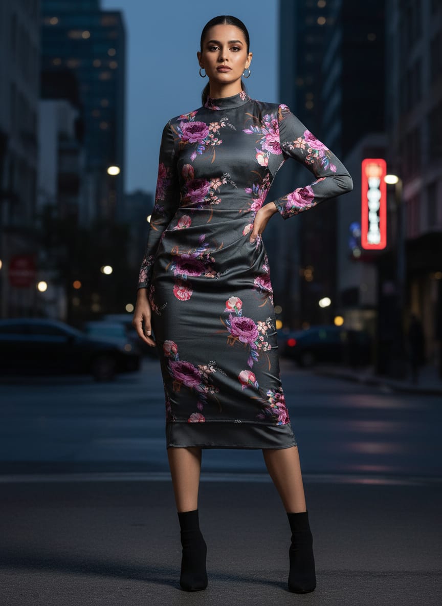 Lovely Peony With Wax Flower Digital Printed Fabric - Silk Crepe