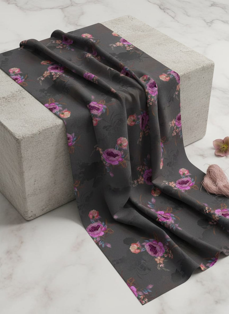 Lovely Peony With Wax Flower Digital Printed Fabric - Cotton