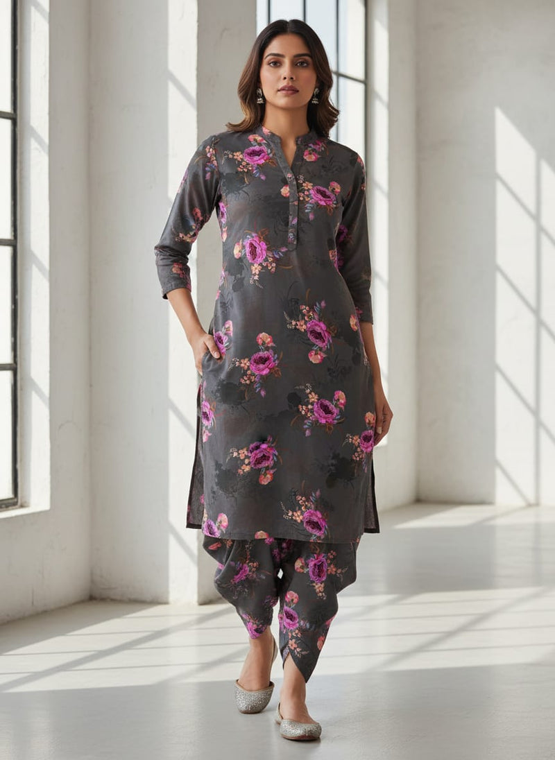 Lovely Peony With Wax Flower Digital Printed Fabric - Cotton