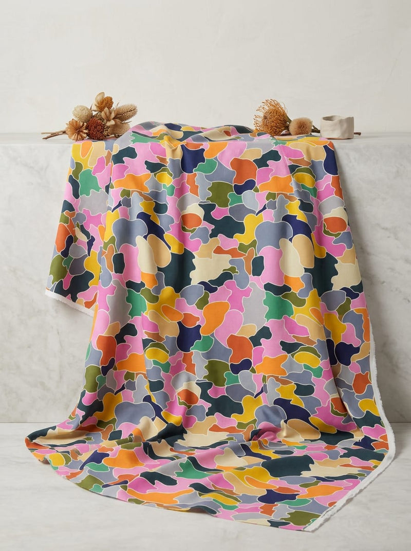 Multicolor Colorful Abstract Camouflage Pure Cotton Digital Printed Fabric