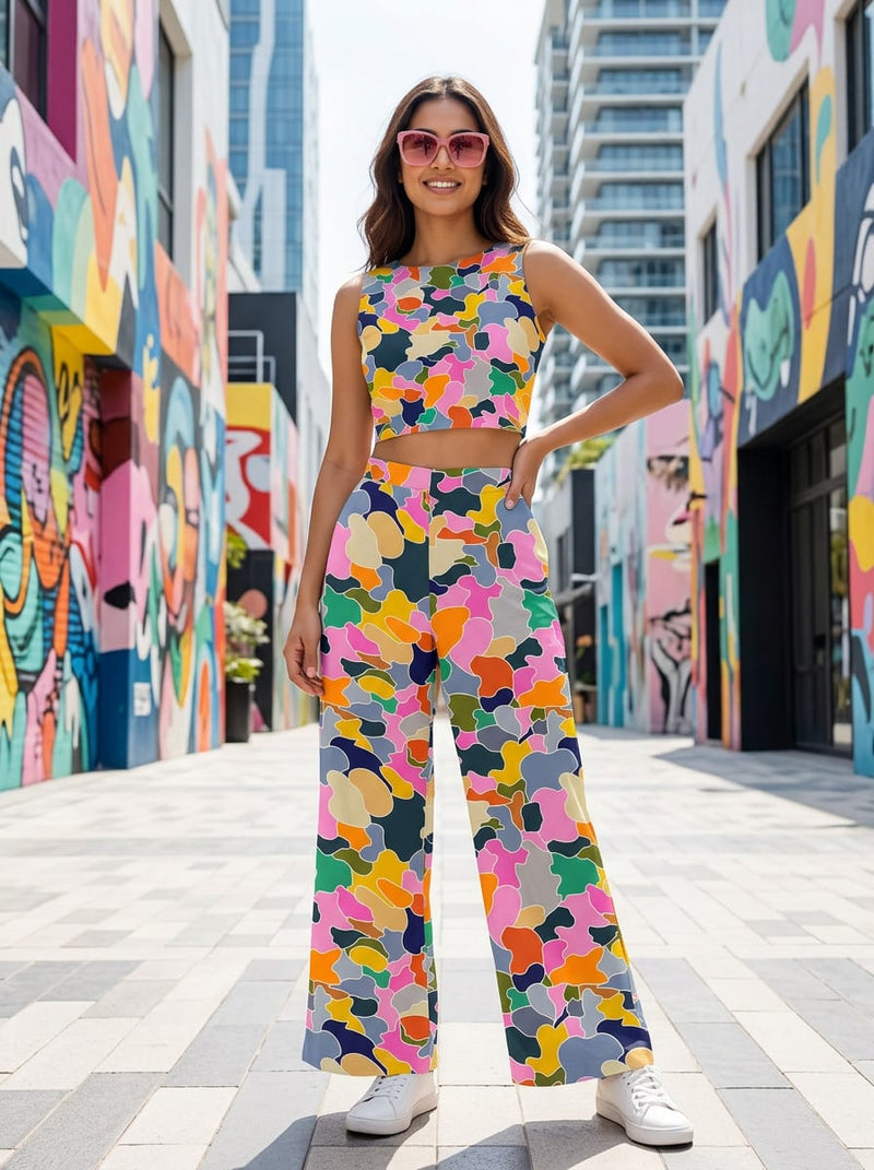 Multicolor Colorful Abstract Camouflage Pure Cotton Digital Printed Fabric