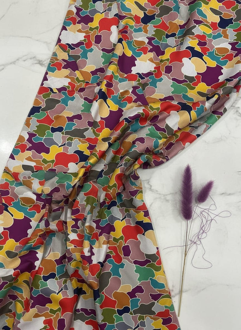 Colourful Marble Abstract Art Digital Printed Fabric - Japan Satin