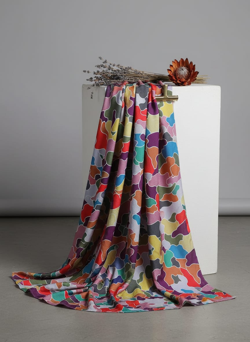 Colourful Marble Abstract Art Digital Printed Fabric - Silk Crepe
