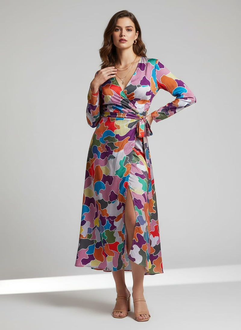 Colourful Marble Abstract Art Digital Printed Fabric - Silk Crepe