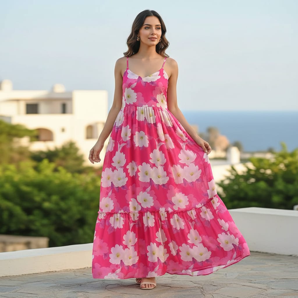 Attractive White Daffodil Flower Digital Printed Fabric - Silk Crepe