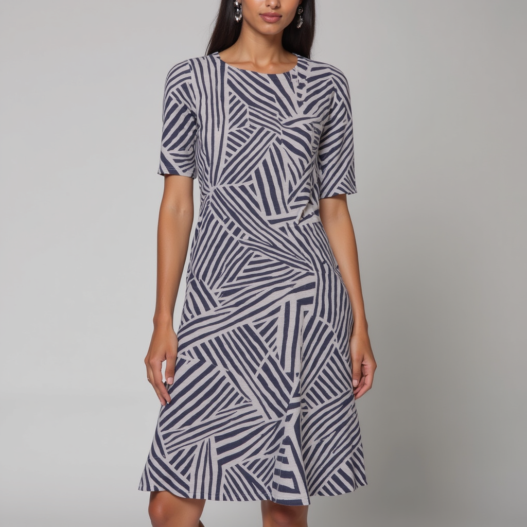 Attractive Black Strips With Bone Colour Digital Printed Fabric - Pure Muslin