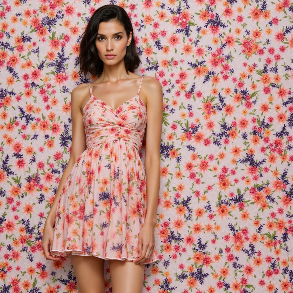 Brown Floral Pure Muslin Printed Fabric Material