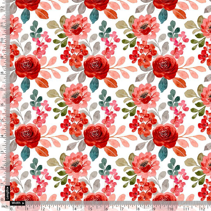 Gorgeous Red Floral Japan Satin Printed Fabric