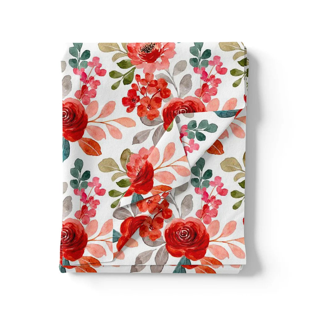 Gorgeous Red Floral Japan Satin Printed Fabric – 7.2