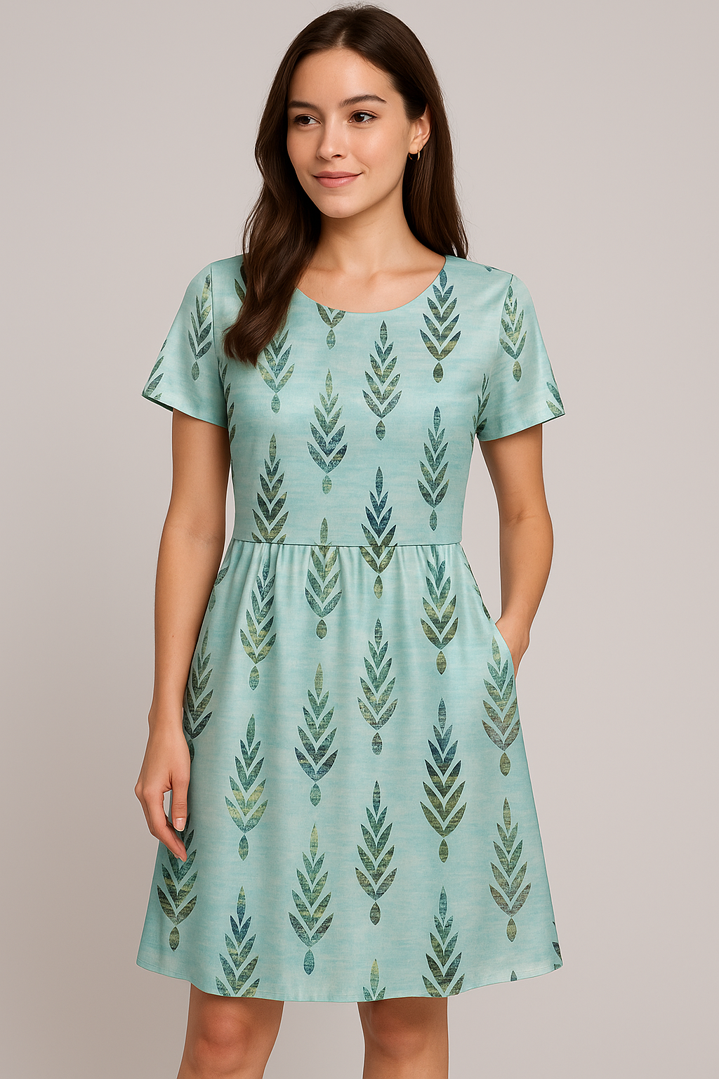 Leaf Print Satin Fabric