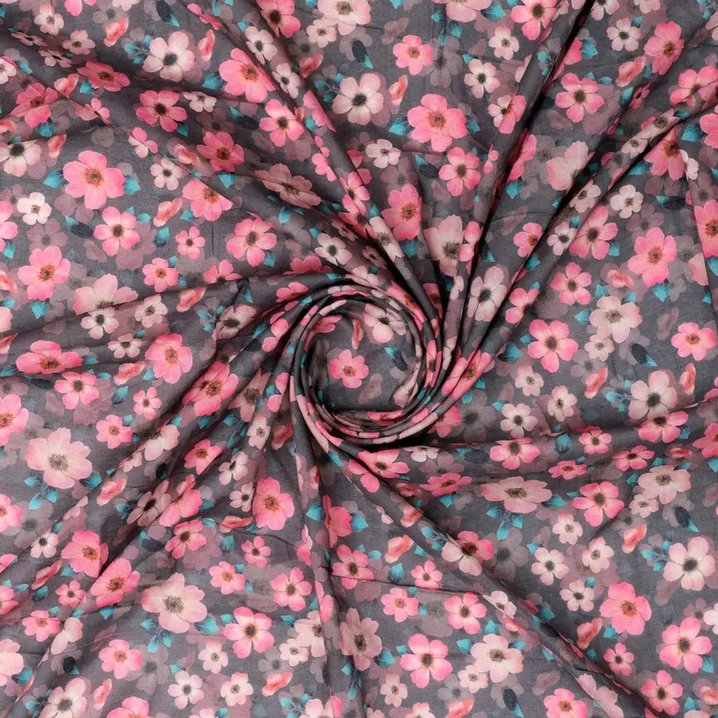 Buttercup Pink Floral Digital Printed Fabric - Pure Cotton – 70a0120copy2