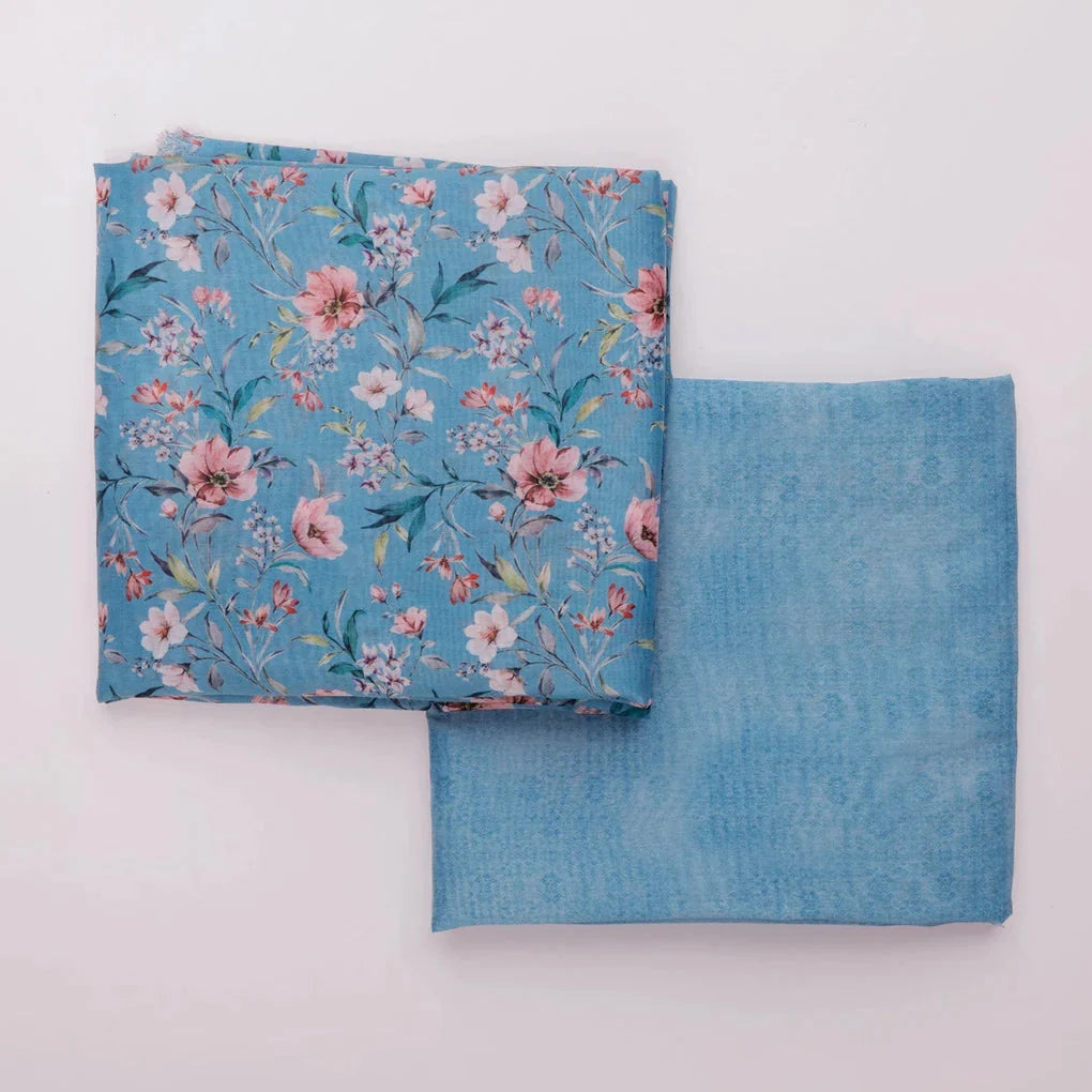 Blue Floral Chanderi Fabric Set 5 Meters – 70a0223copy2