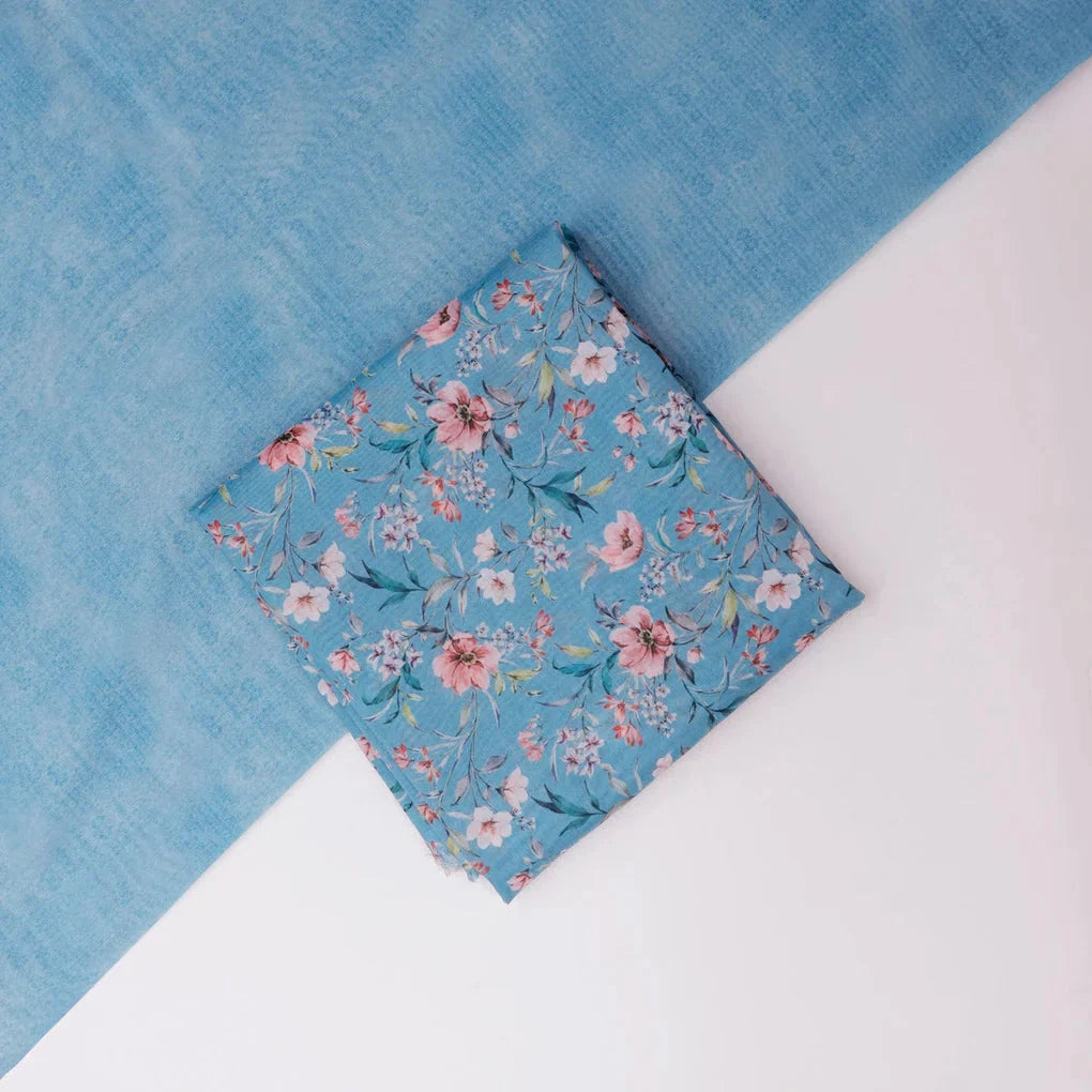 Blue Floral Chanderi Fabric Set 5 Meters – 70a0224copy2