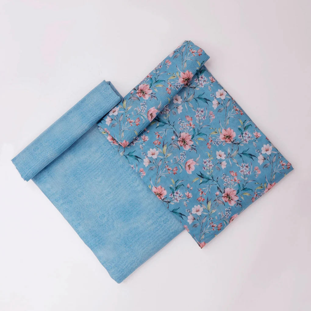 Blue Floral Chanderi Fabric Set 5 Meters – 70a0225copy2