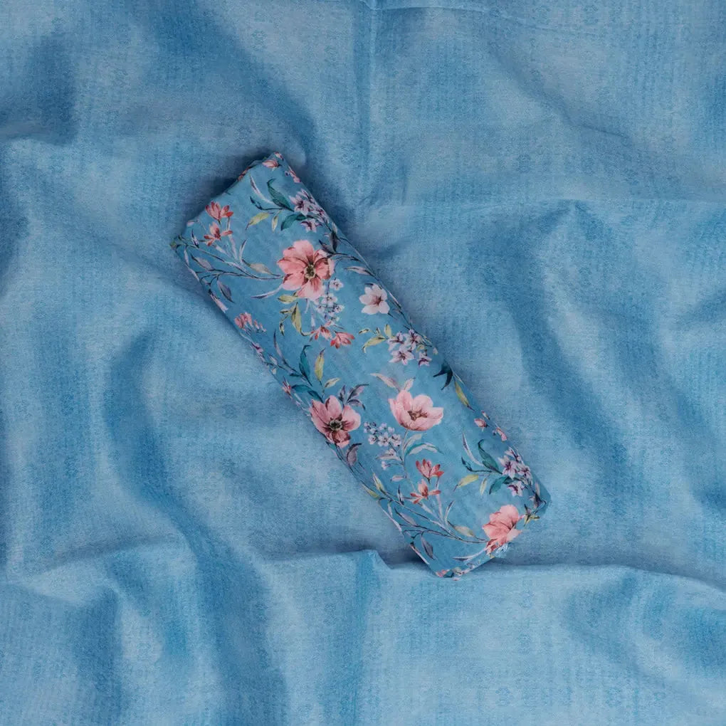 Blue Floral Chanderi Fabric Set 5 Meters – 70a0227copy2