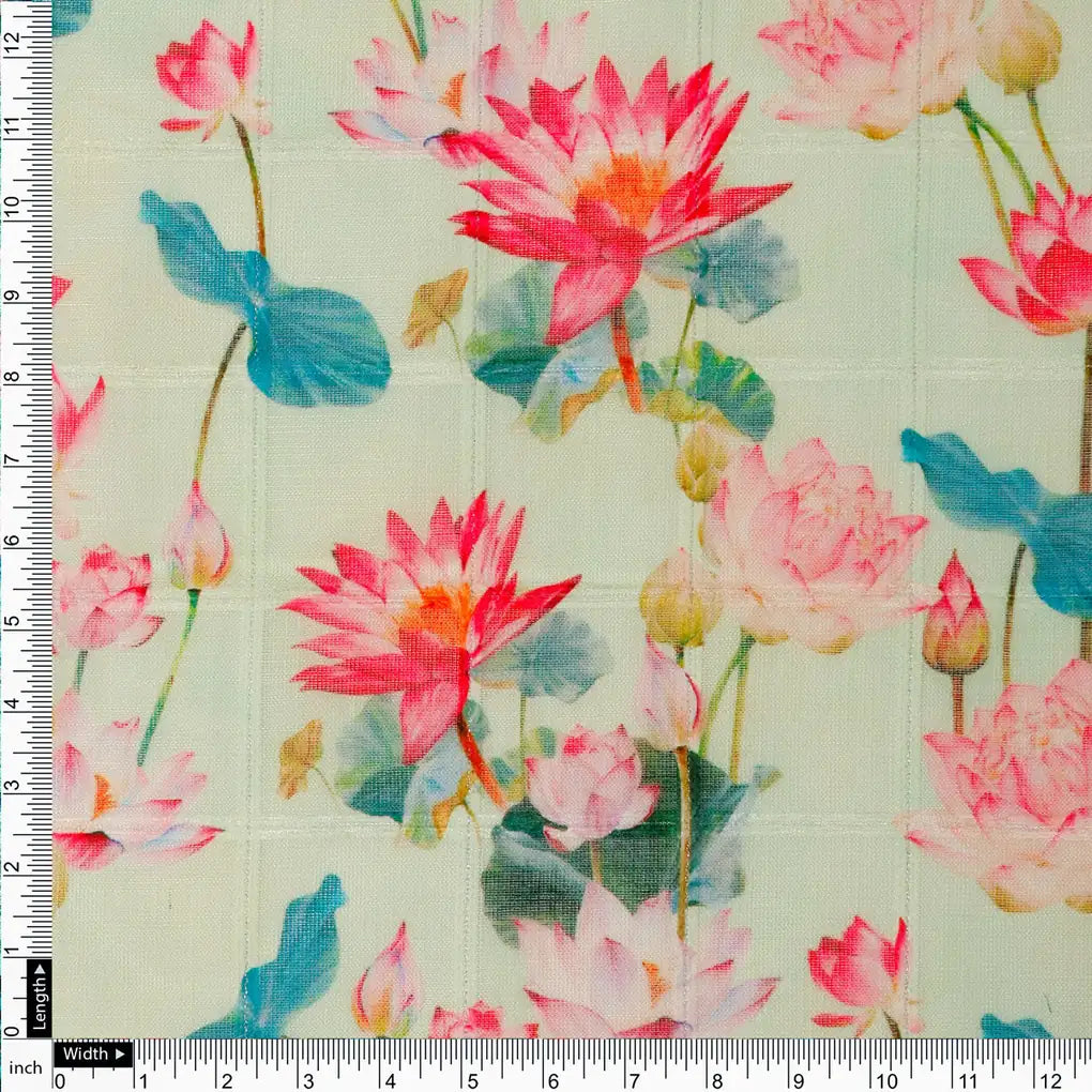 FAB VOGUE Studio Digital Printed Linen Fabric - Floral Green – 70a0567copy2