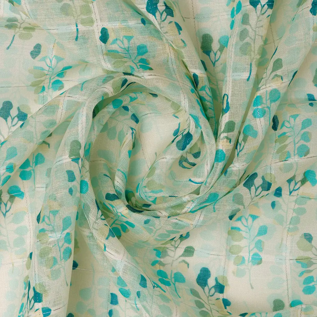 FAB VOGUE Studio Linen Digital Printed Polyester Fabric - White & Blue Floral – 70a0576copy2
