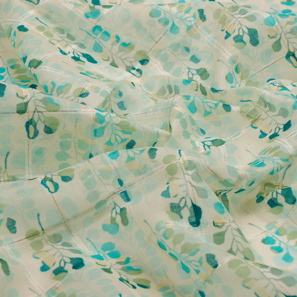 FAB VOGUE Studio Linen Digital Printed Polyester Fabric - White & Blue Floral – 70a0577copy2