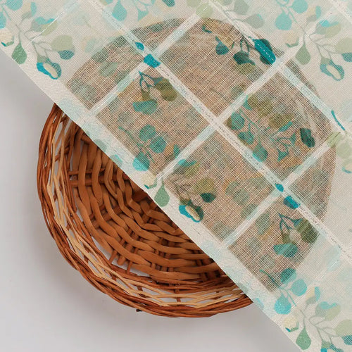 FAB VOGUE Studio Linen Digital Printed Polyester Fabric - White & Blue Floral – 70a0578copy2
