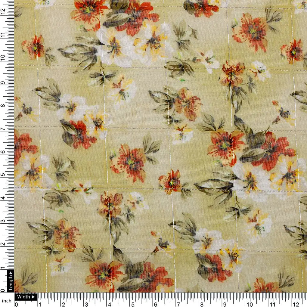 FAB VOGUE Studio Linen Look Digital Printed Polyester Fabric - Beige Floral – 70a0581copy2