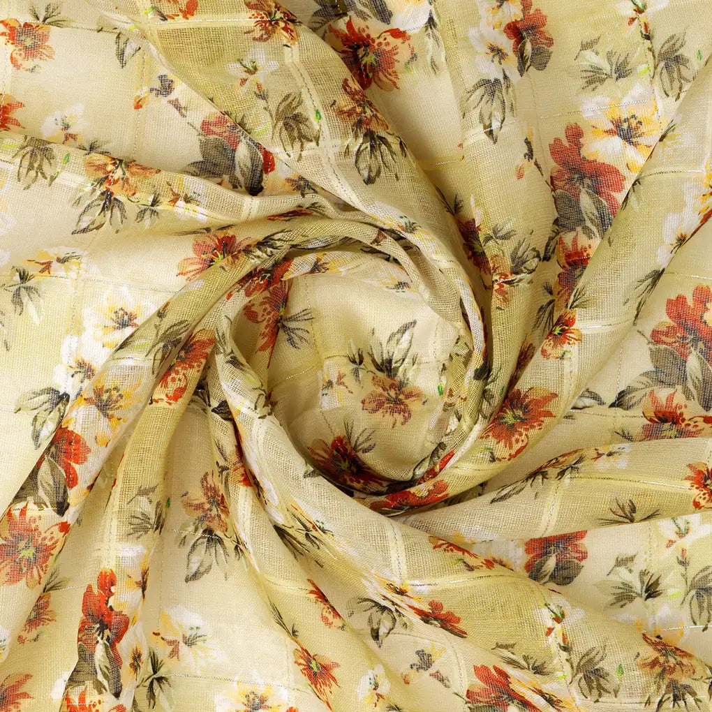 FAB VOGUE Studio Linen Look Digital Printed Polyester Fabric - Beige Floral – 70a0582copy2