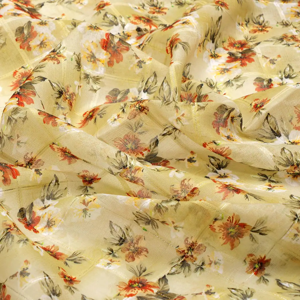 FAB VOGUE Studio Linen Look Digital Printed Polyester Fabric - Beige Floral – 70a0583copy2