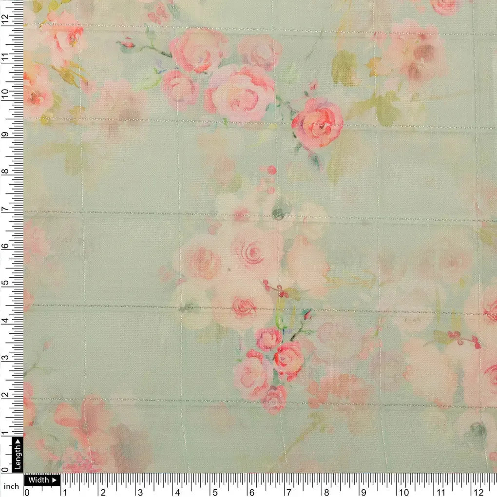 FAB VOGUE Studio Digital Printed Linen Fabric - Mint Green Floral – 70a0588copy2