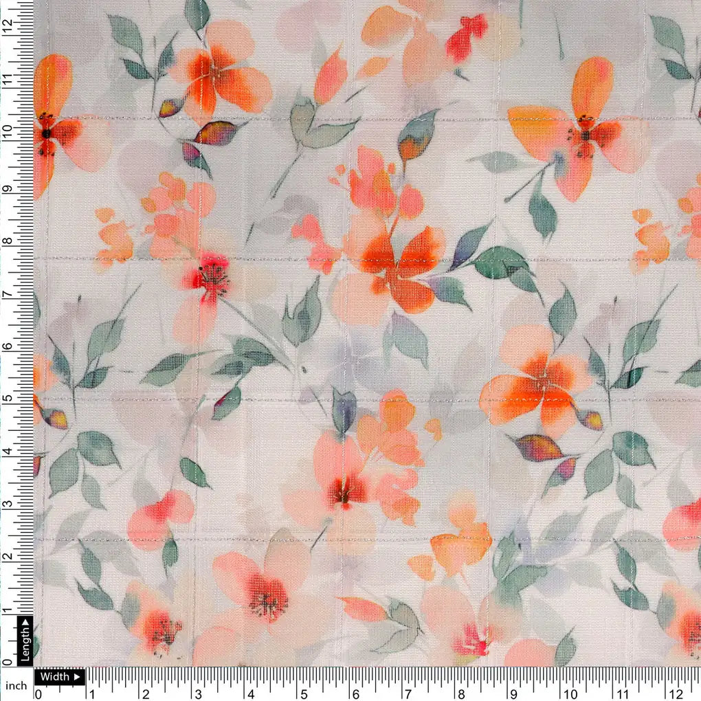 FAB VOGUE Studio Linen Look Digital Printed Polyester Fabric -  White Floral Print – 70a0618copy2