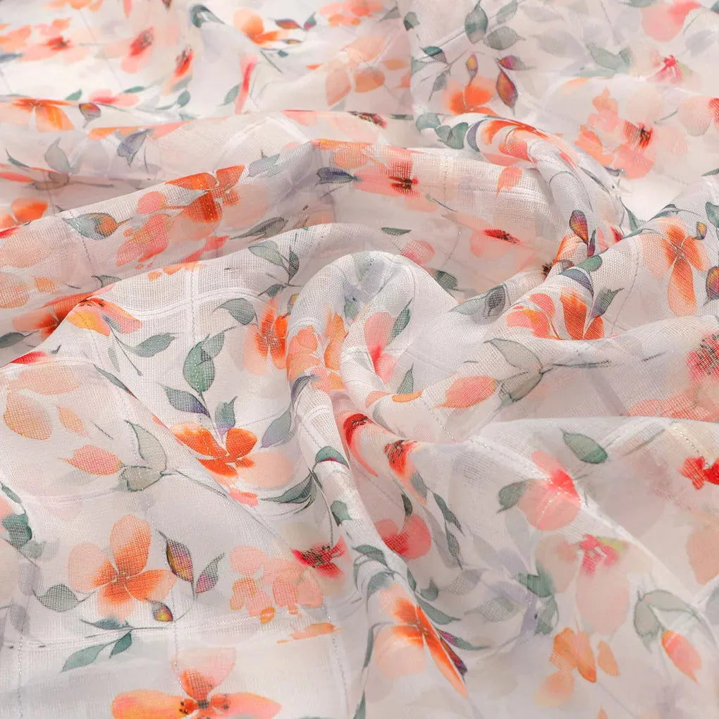 FAB VOGUE Studio Linen Look Digital Printed Polyester Fabric -  White Floral Print – 70a0622copy2