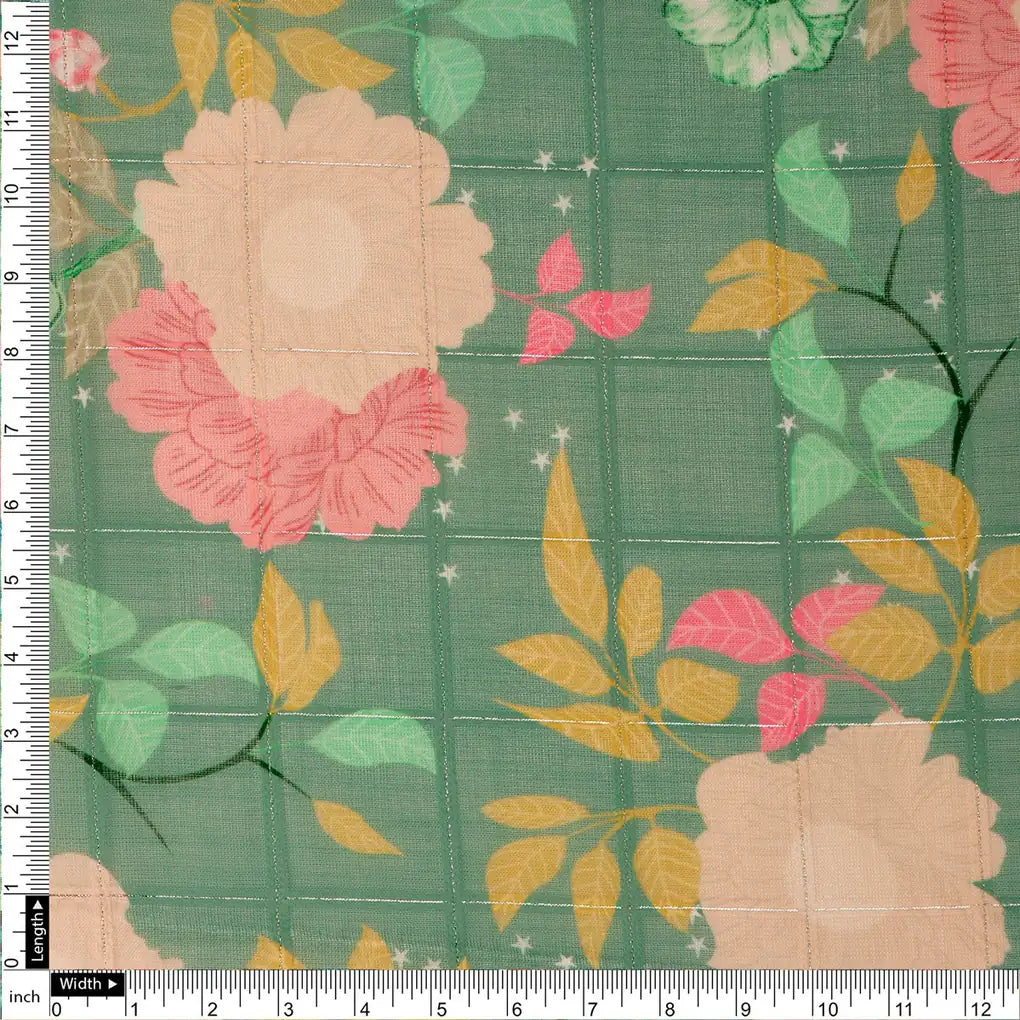 FAB VOGUE Studio Digital Printed Linen Polyester Fabric - Green Floral – 70a0626copy2