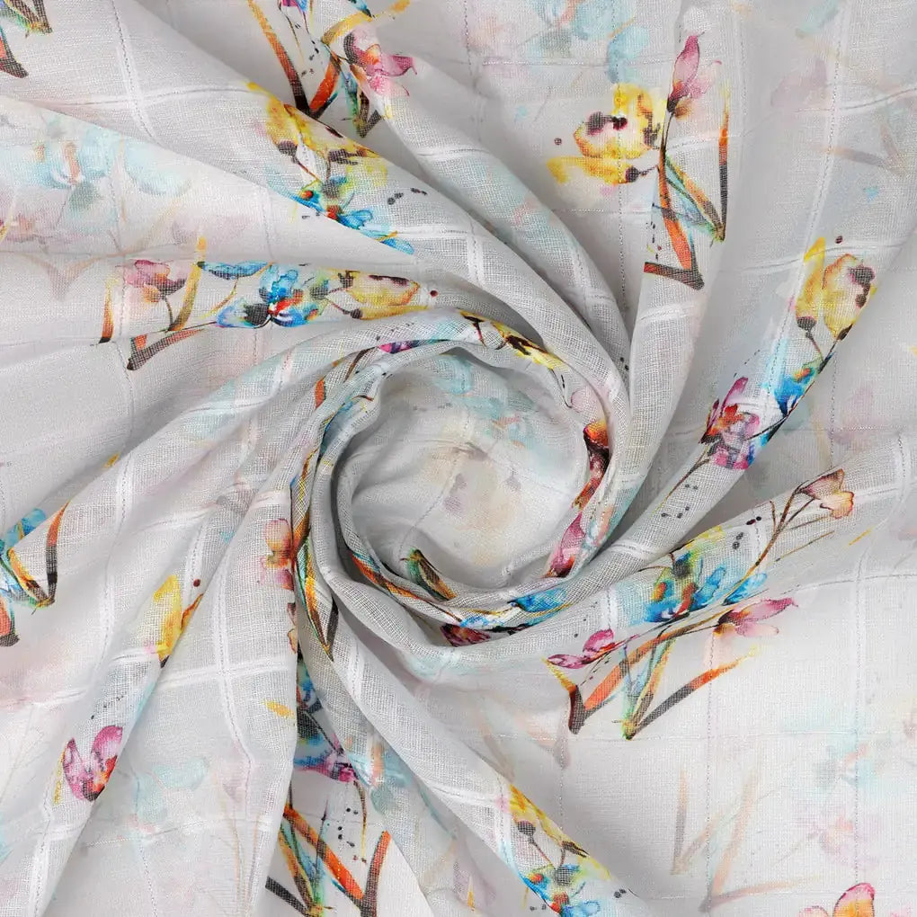 FAB VOGUE Studio Digital Printed Linen Fabric - Watercolor Floral on White – 70a0632copy2