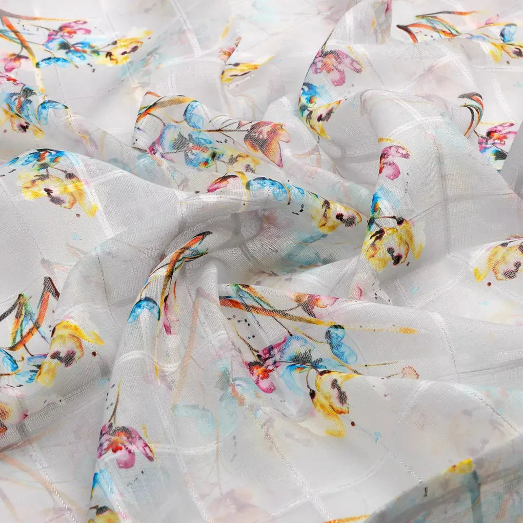 FAB VOGUE Studio Digital Printed Linen Fabric - Watercolor Floral on White – 70a0633copy2