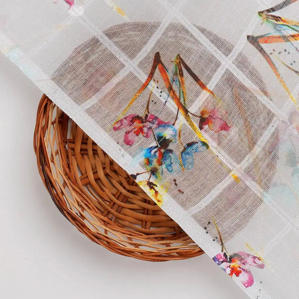 FAB VOGUE Studio Digital Printed Linen Fabric - Watercolor Floral on White – 70a0634copy2 - alternate view