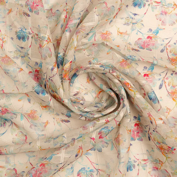 FAB VOGUE Studio Digital Printed Linen Look Polyester Fabric - Floral Pattern – 70a0647copy2