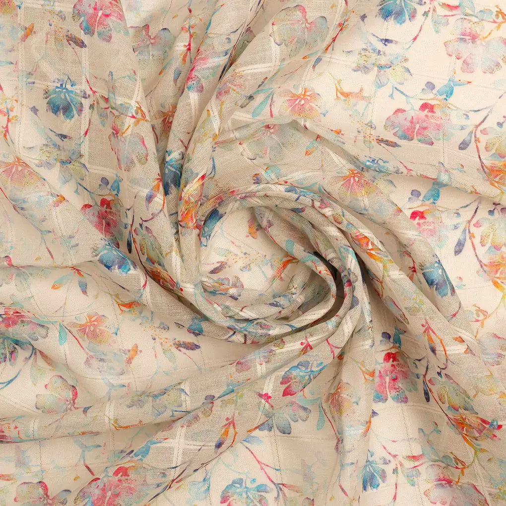 FAB VOGUE Studio Digital Printed Linen Look Polyester Fabric - Floral Pattern – 70a0647copy2